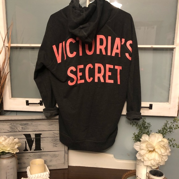 Victoria's Secret Tops - Grey and coral/pink Victoria Secret hoodie NWOT Victoria's Secret Tops - Grey and coral/pink Victoria Secret hoodie NWOT